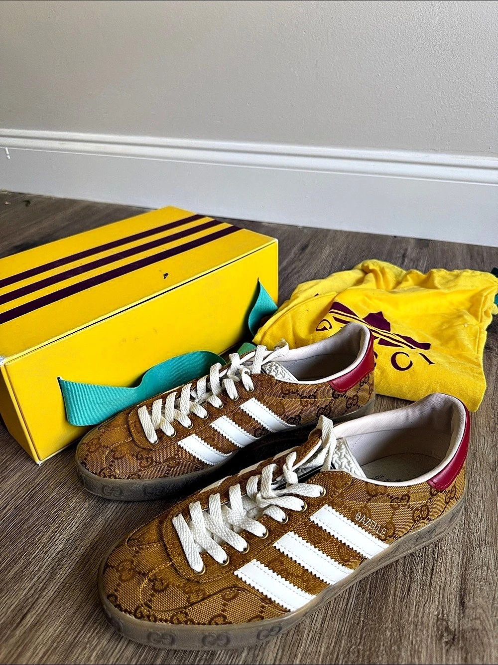 Gucci Ace x adidas Sneakers Brown White US 8.5